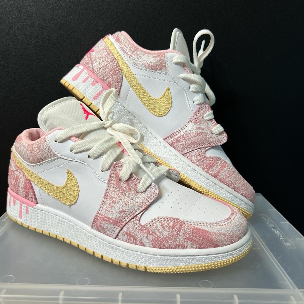 Nike White and Pink Sneakers with Yellow Accents